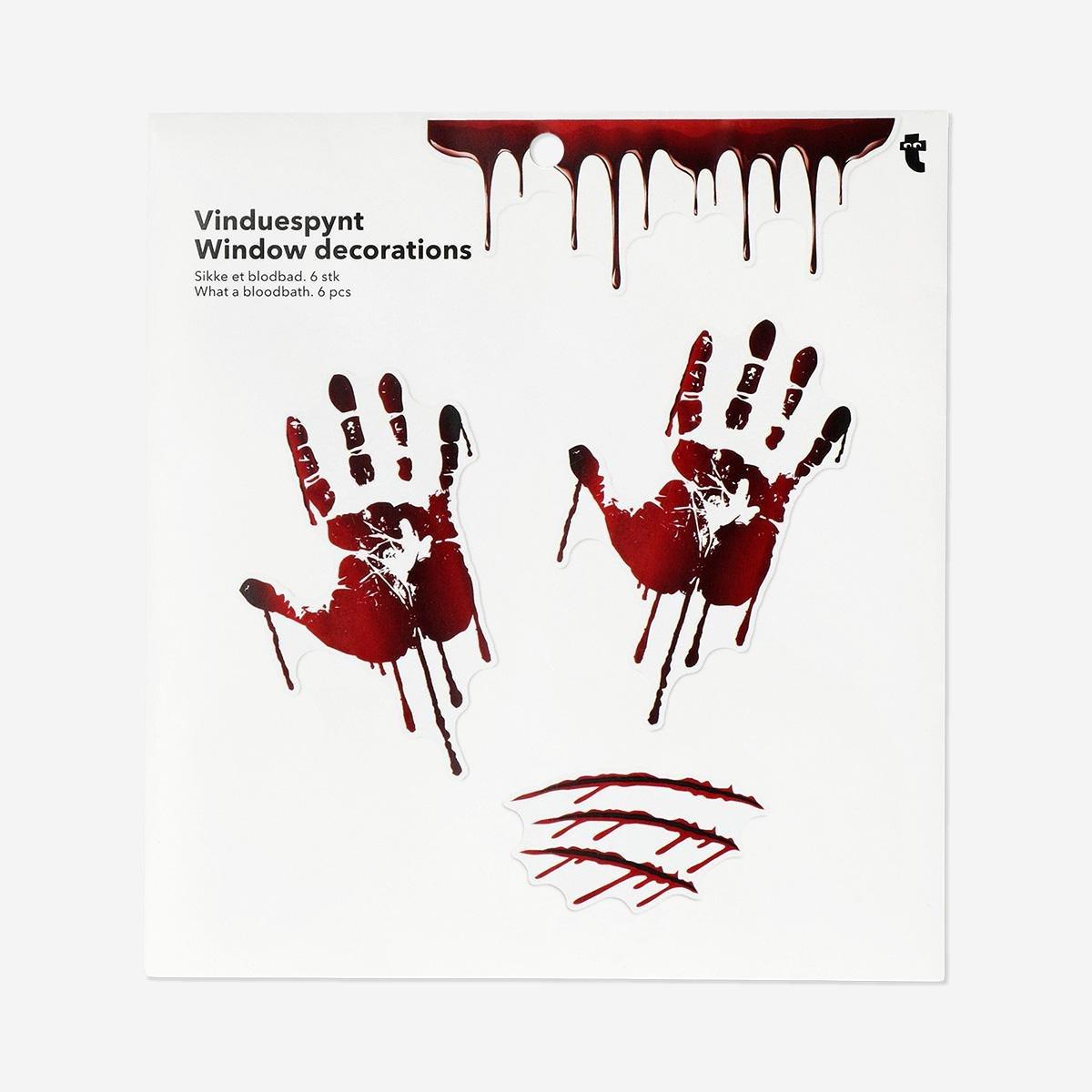 Red Blood Stain Window Decorations - 6 Pcs