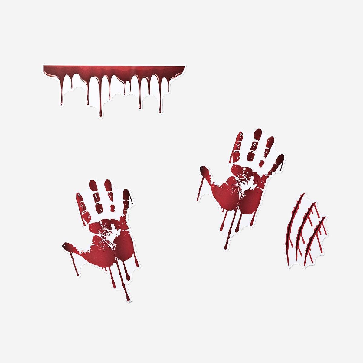 Red Blood Stain Window Decorations - 6 Pcs