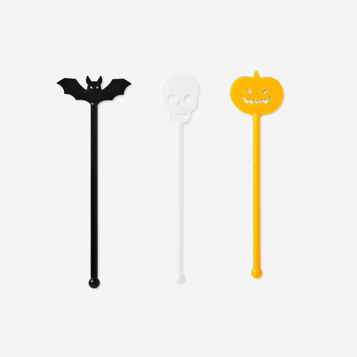 Multicolour Halloween Drink Stirrers - 3 Pcs
