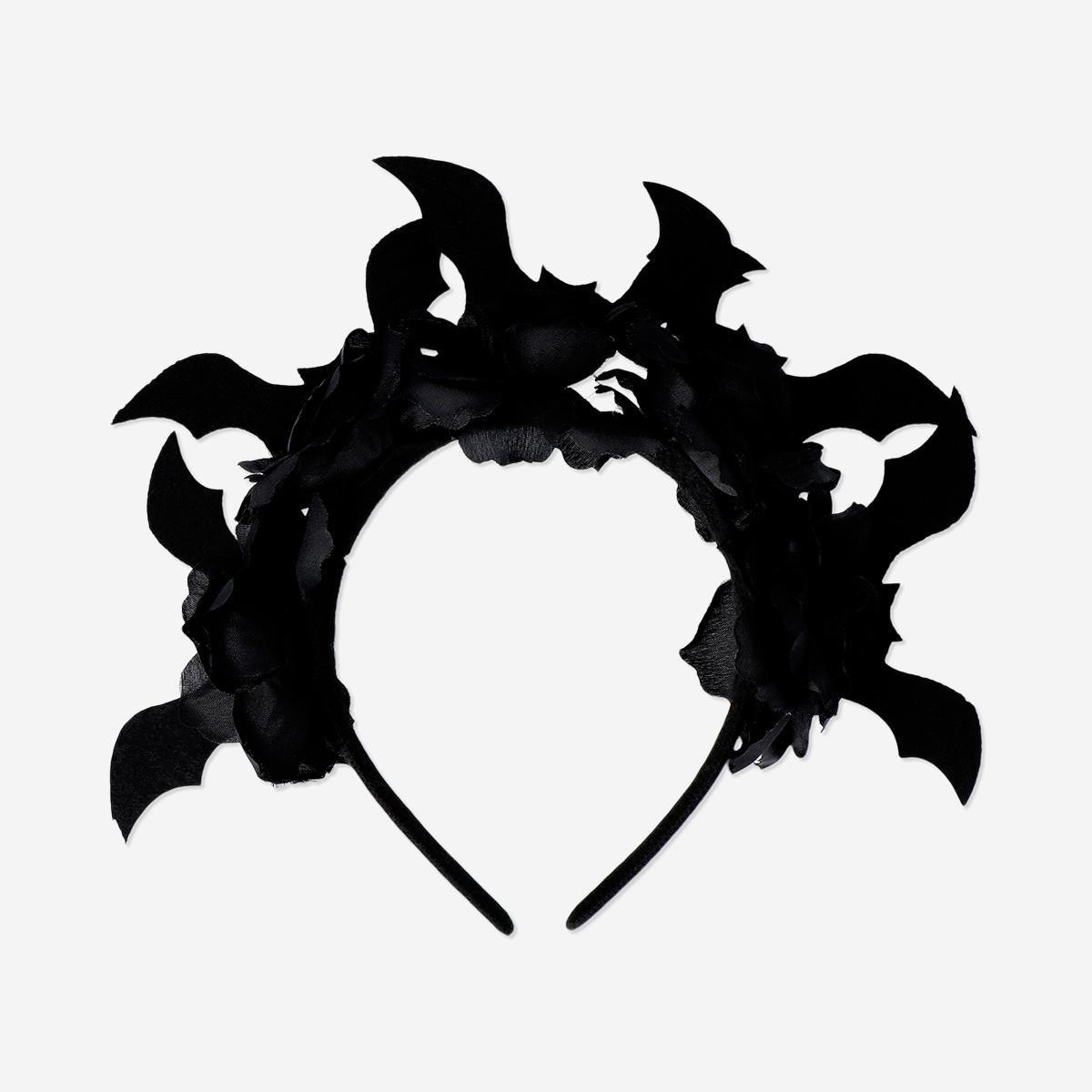Black Bats And Roses Hairband - For Adults