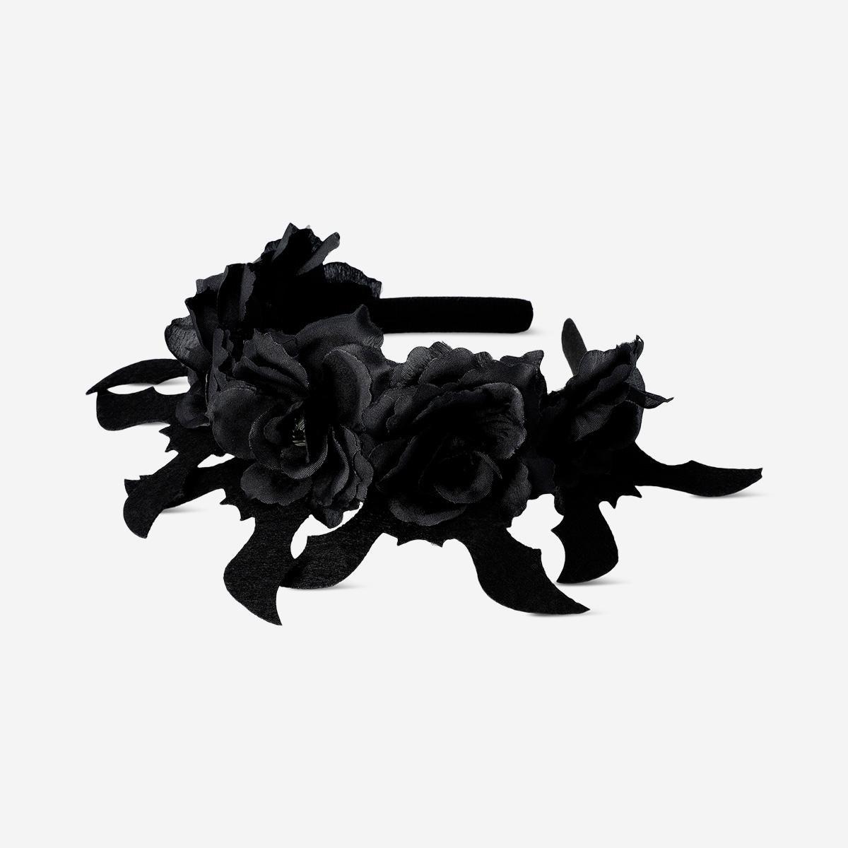 Black Bats And Roses Hairband - For Adults