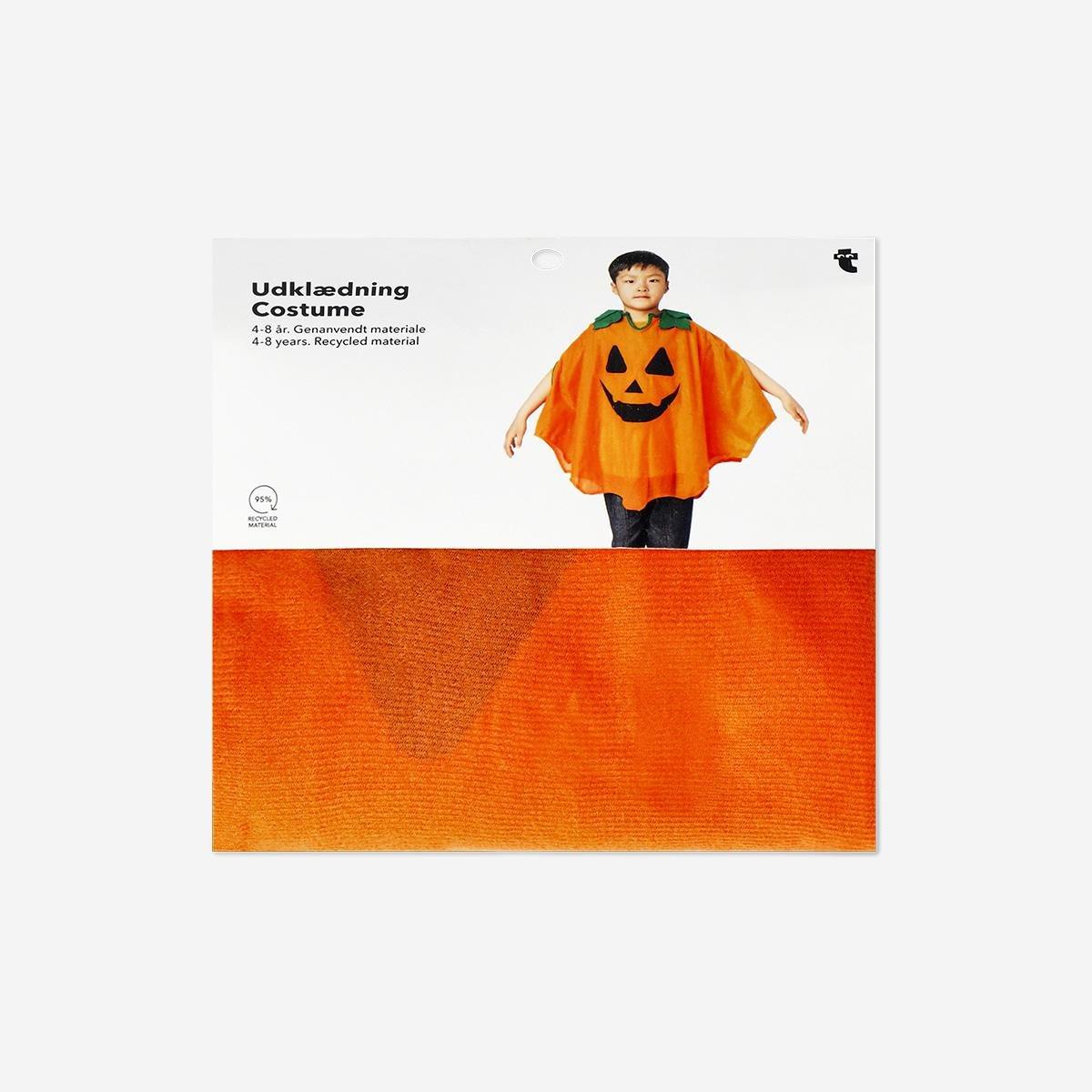 Orange Pumpkin Cape For Kids - 4 To 8 Years