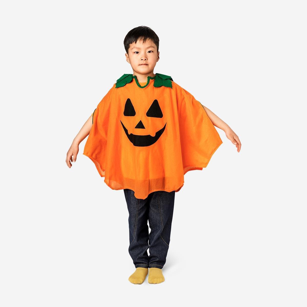 Orange Pumpkin Cape For Kids - 4 To 8 Years