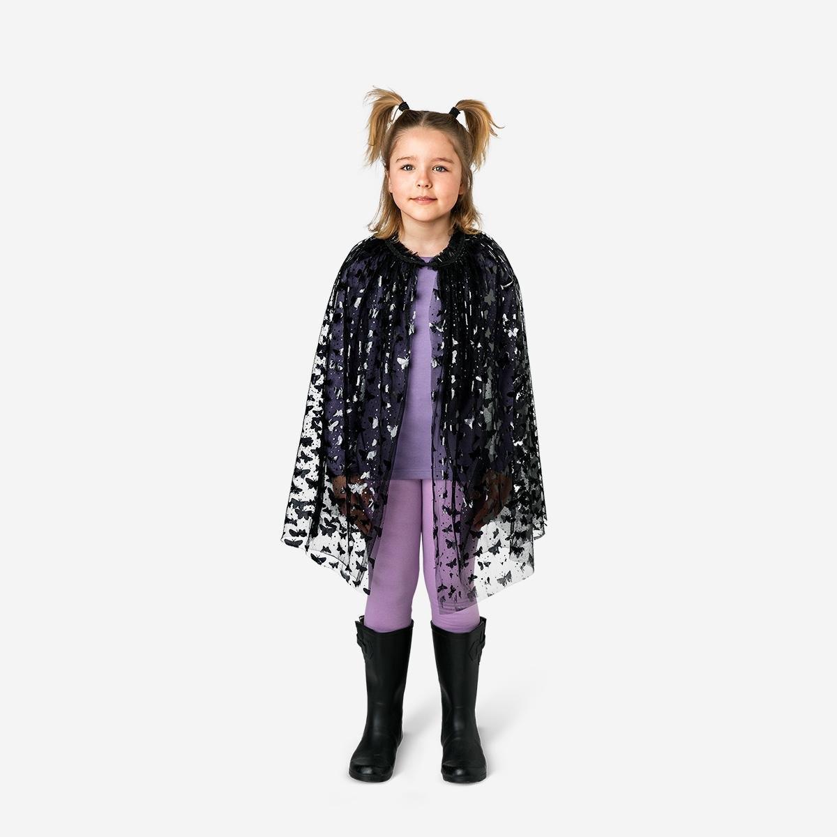 Black Cape With Butterflies For Kids - 4 To 8 Years
