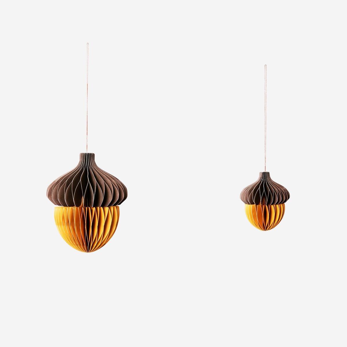 Brown Hanging Honeycomb Acorn Decorations - 2 Pcs