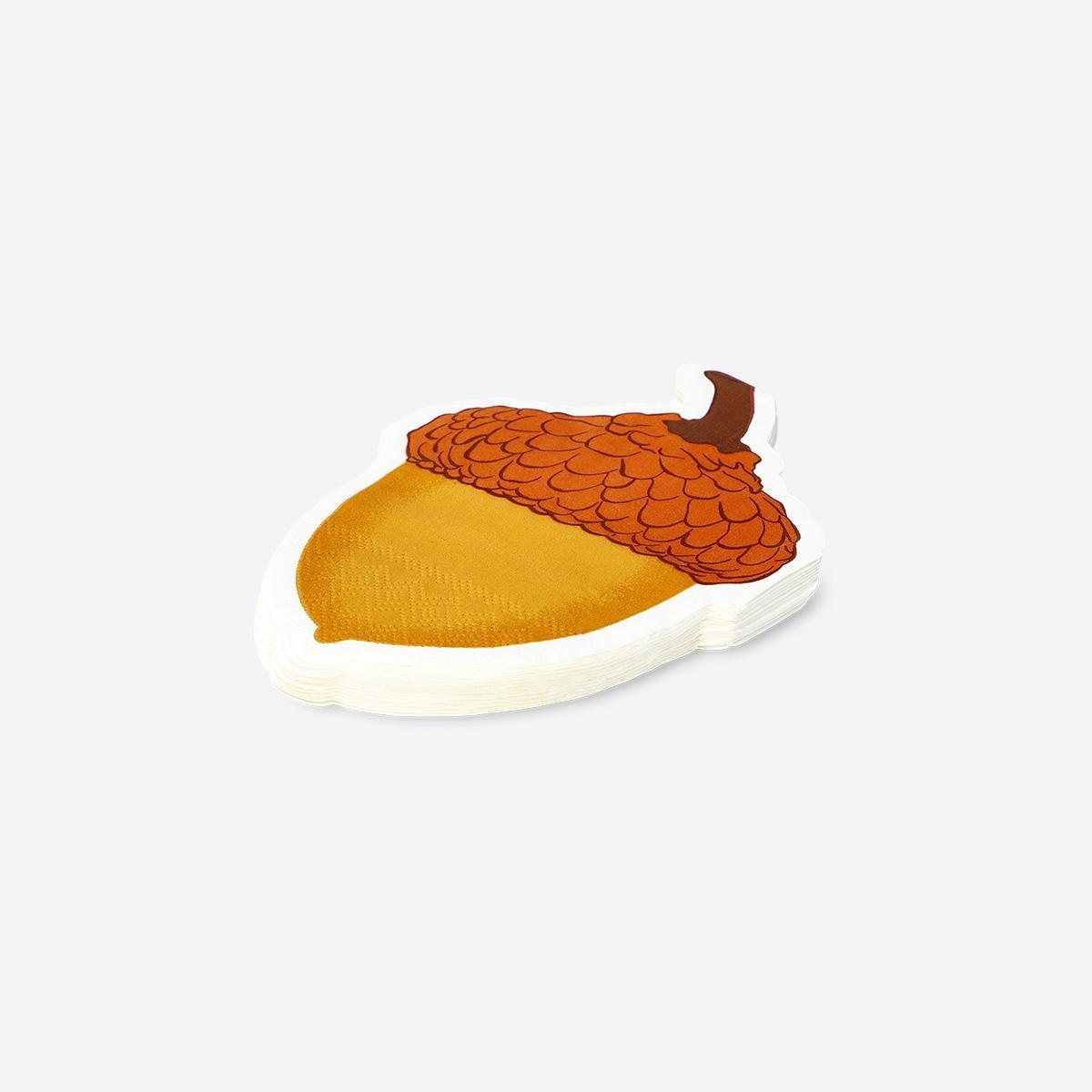 Brown Acorn Napkins - 16 Pcs
