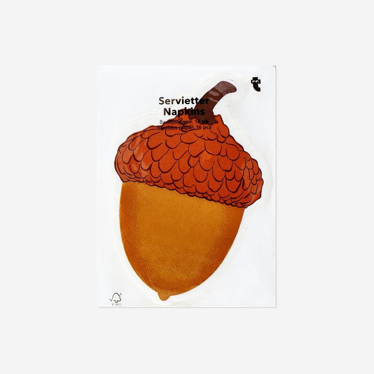 Brown Acorn Napkins - 16 Pcs