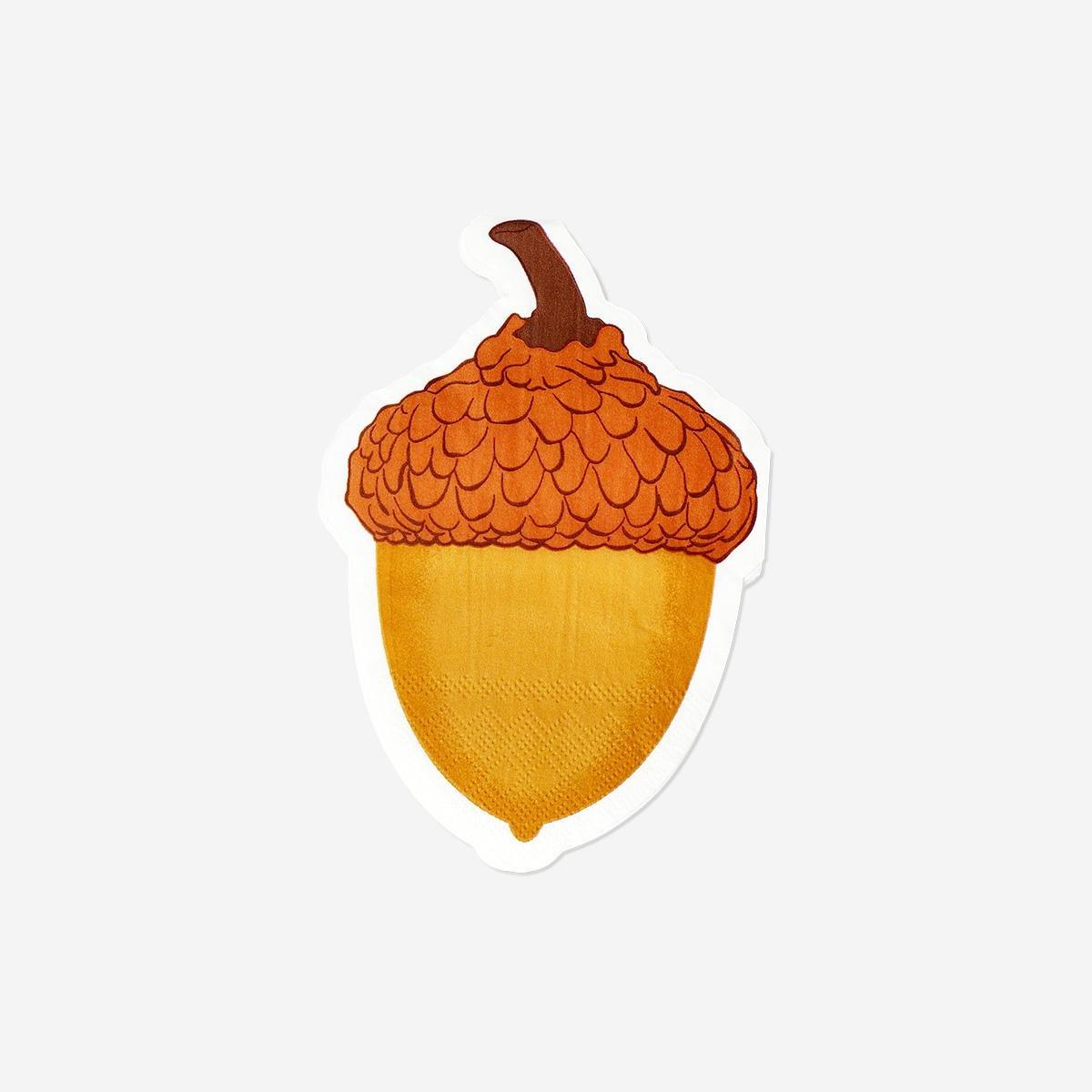 Brown Acorn Napkins - 16 Pcs