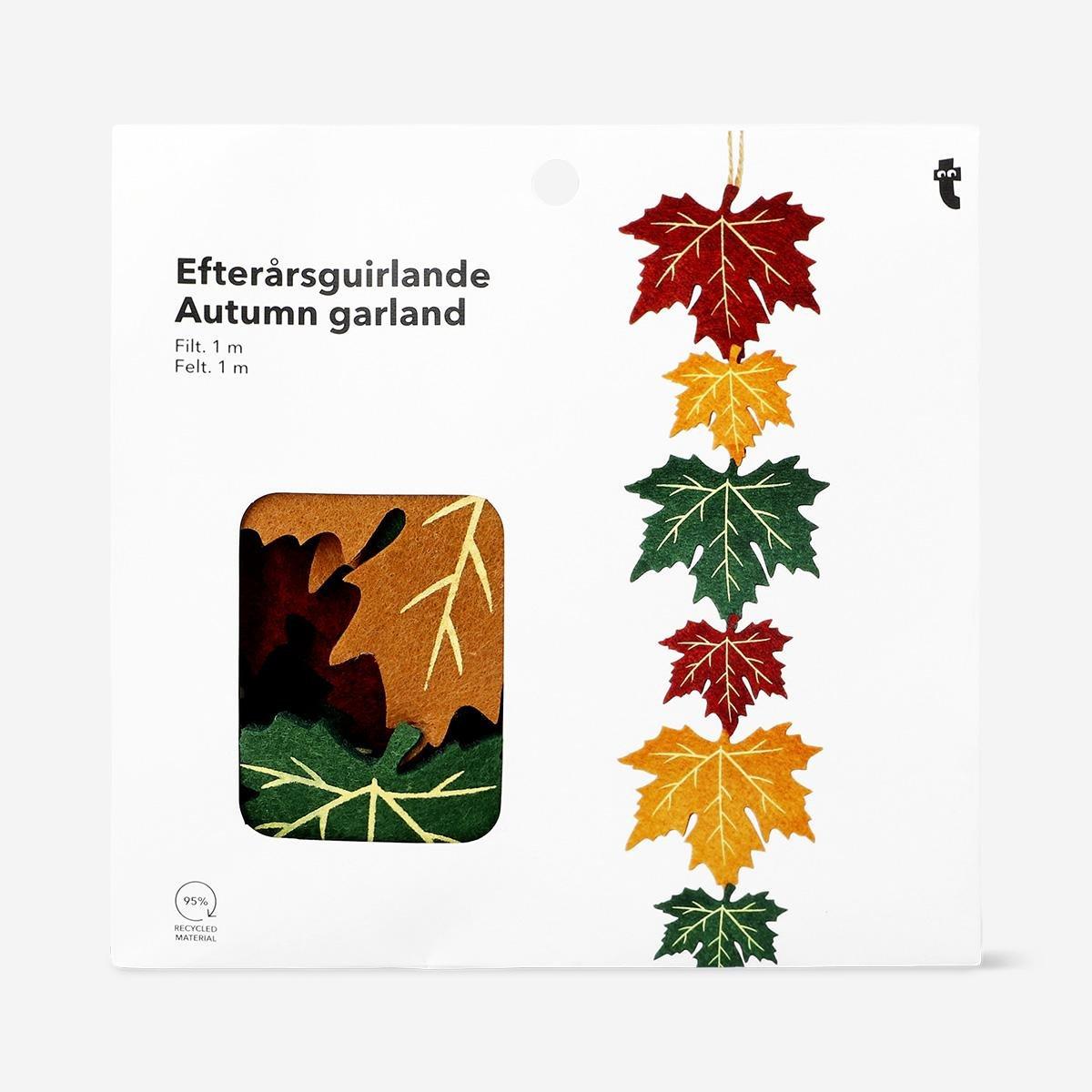 Multicolour Felt Autumn Leaves Garland - 300 Cm