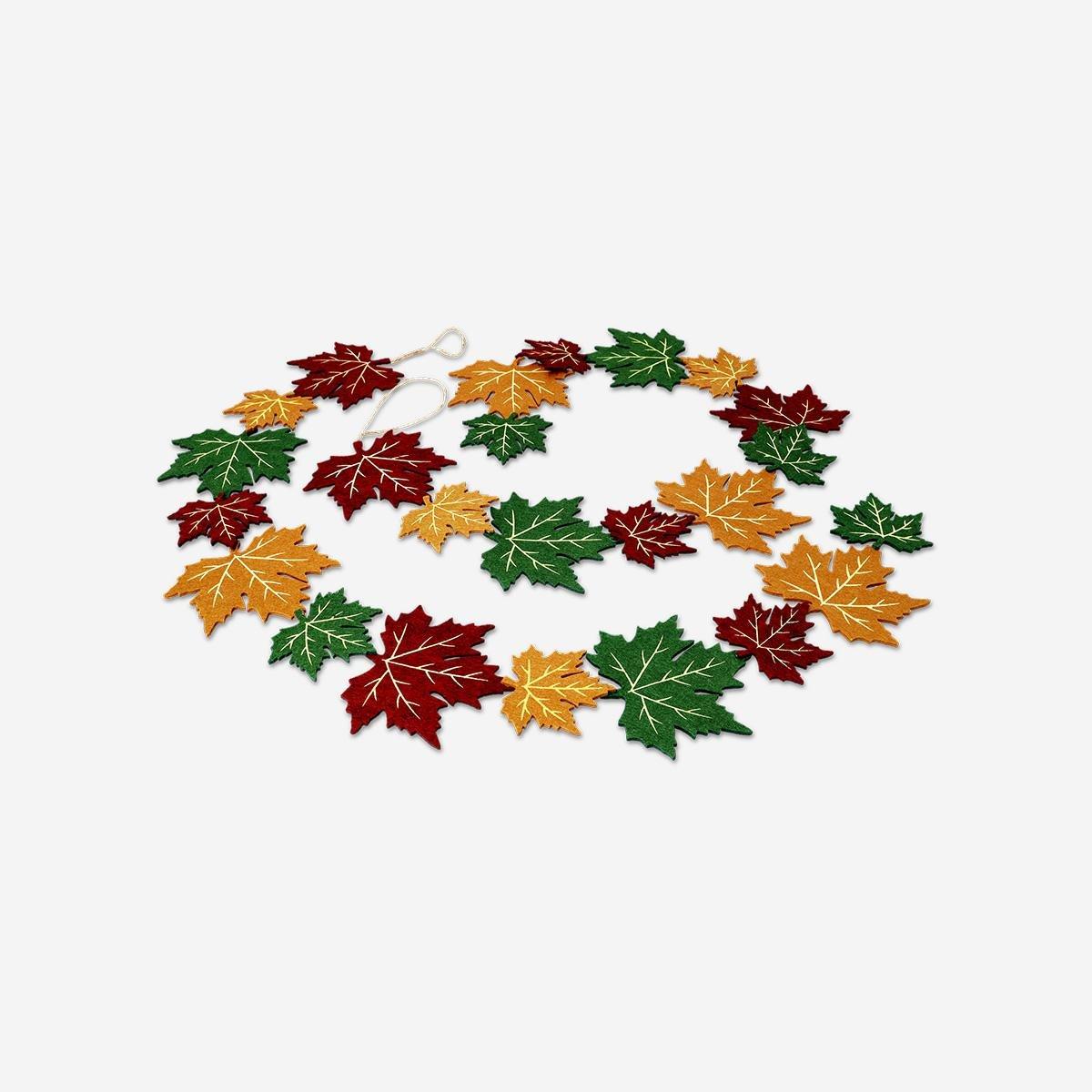 Multicolour Felt Autumn Leaves Garland - 300 Cm