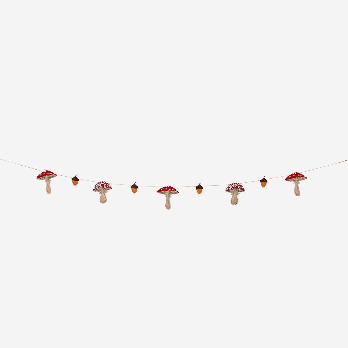 Multicolour Felt Mushrooms Garland - 200 Cm