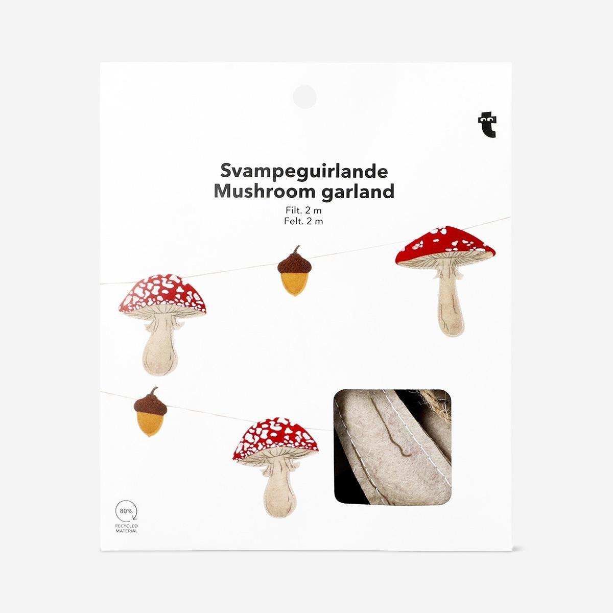 Multicolour Felt Mushrooms Garland - 200 Cm