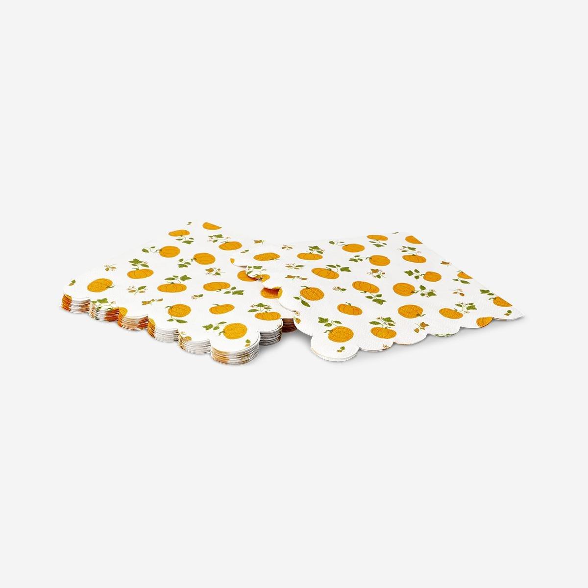 ORANGE     Pumpkin napkins with scalloped edges - 16 pcs