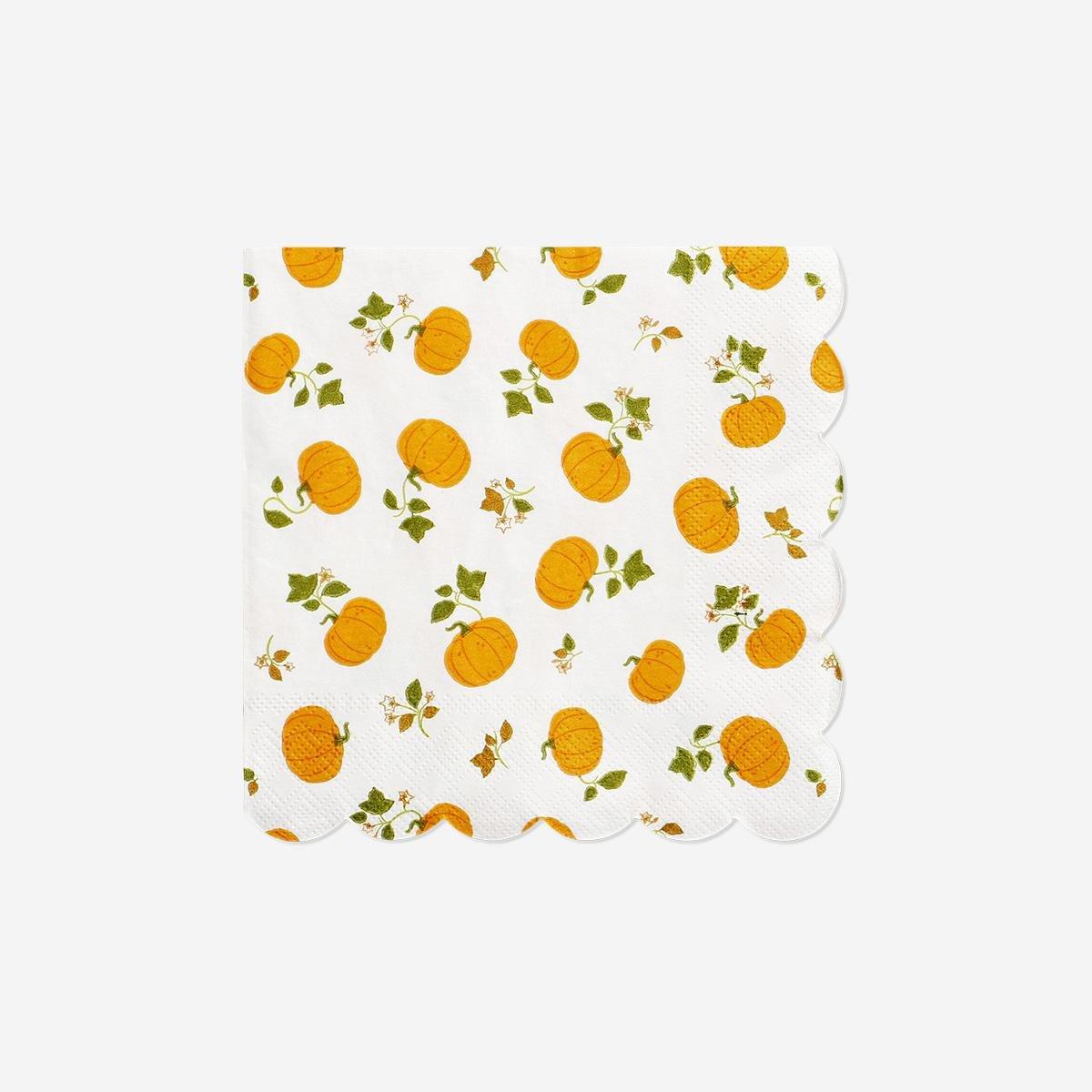 ORANGE     Pumpkin napkins with scalloped edges - 16 pcs