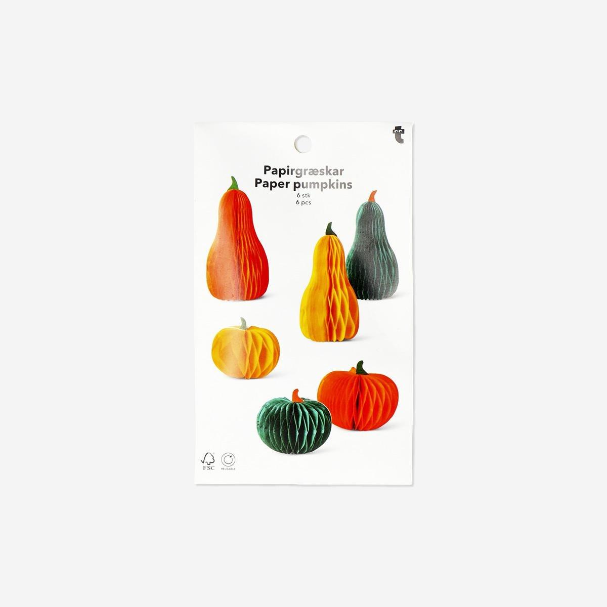 Multicolour Honeycomb Paper Pumpkins - 6 Pcs