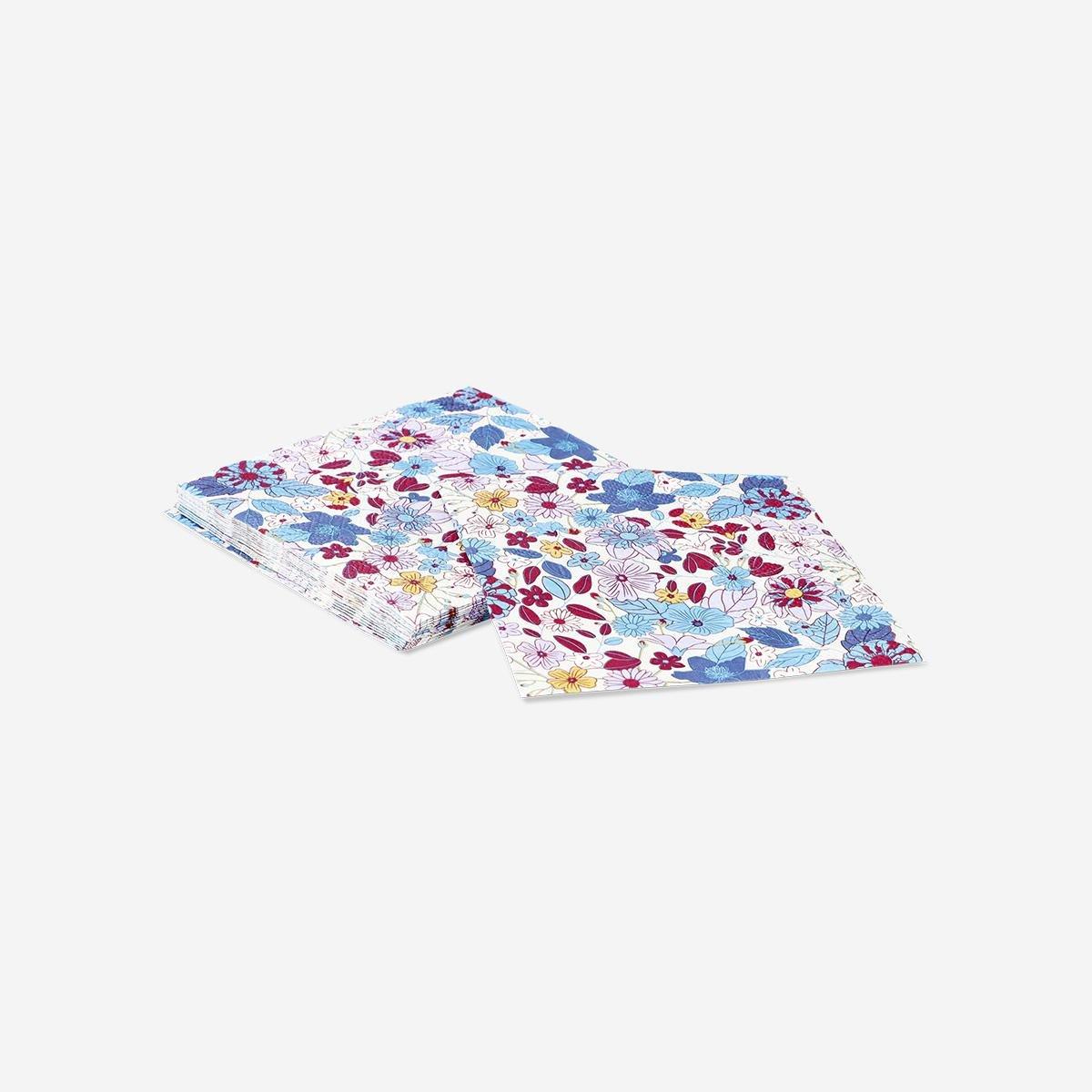 Multicolour Autumn Flower Napkins - 16 Pcs