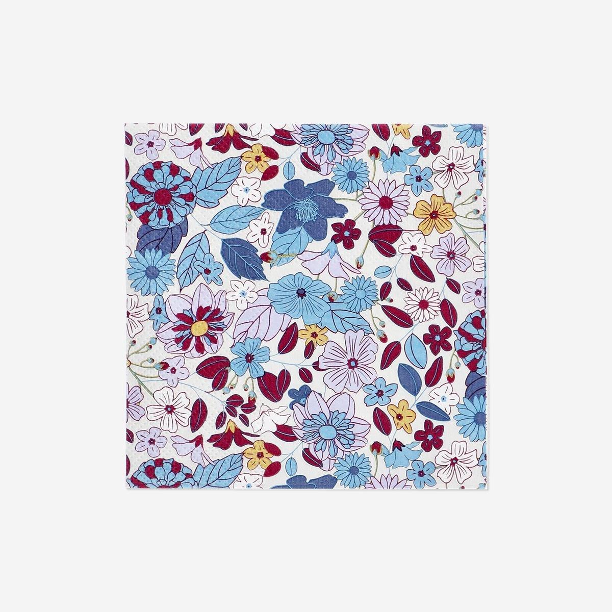 Multicolour Autumn Flower Napkins - 16 Pcs