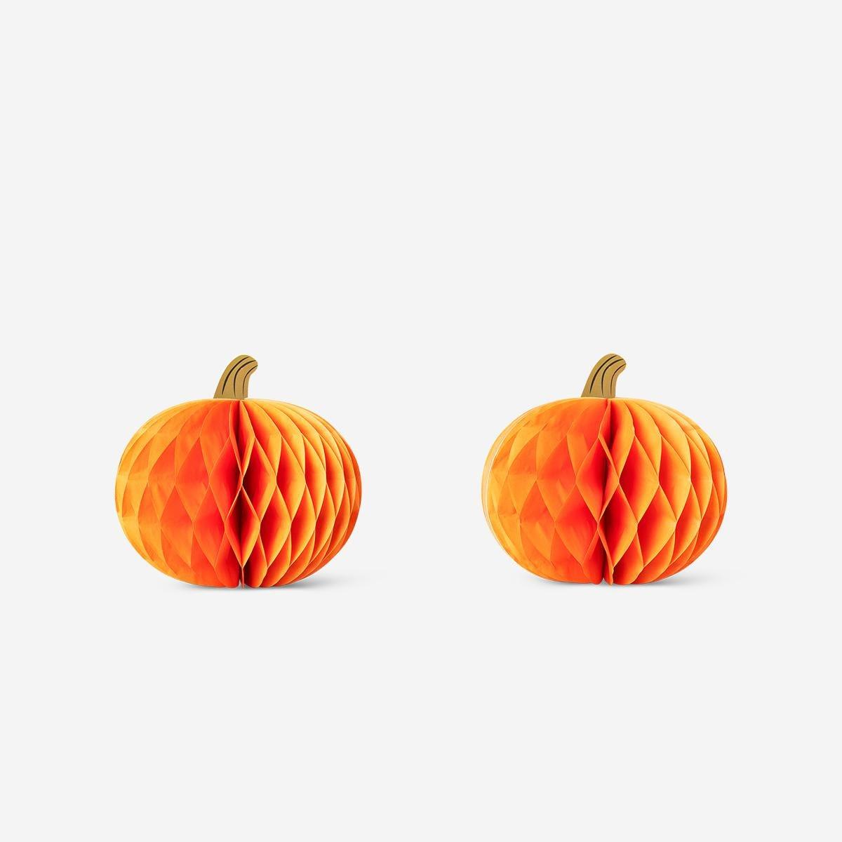 Orange Honeycomb paper pumpkins - 2 pcs