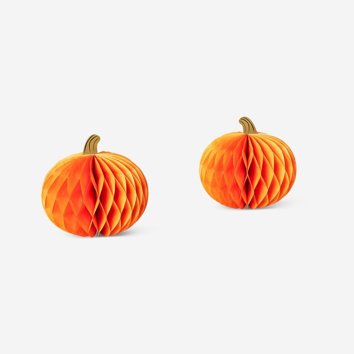 Orange Honeycomb paper pumpkins - 2 pcs