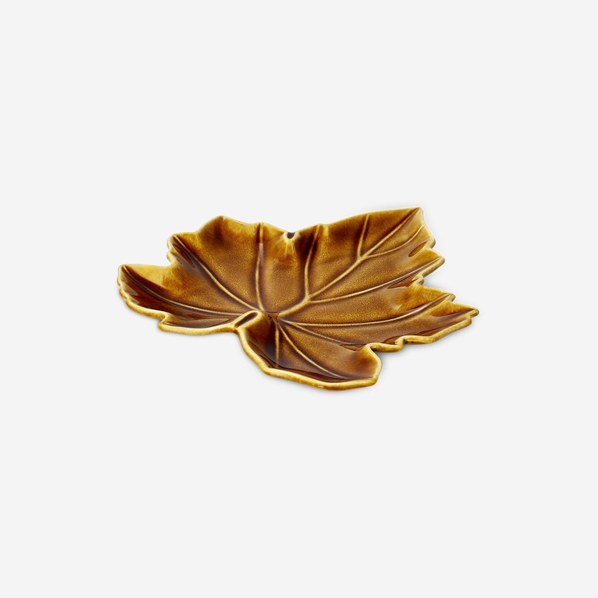 Brown Ceramic Leaf Dish - 23 Cm