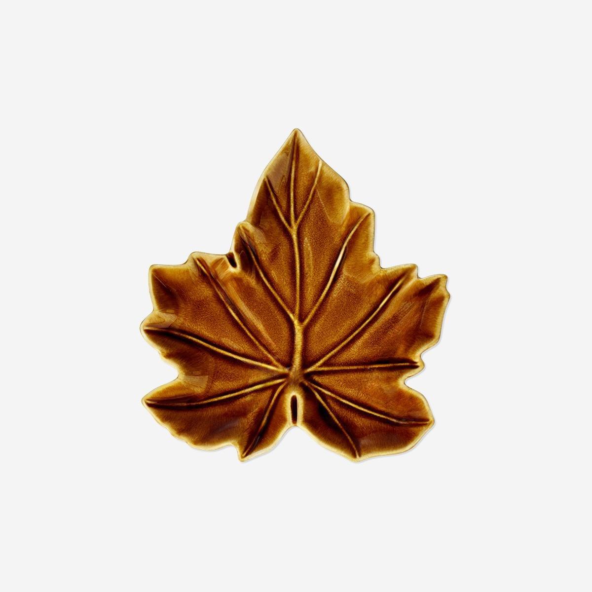 Brown Ceramic Leaf Dish - 23 Cm