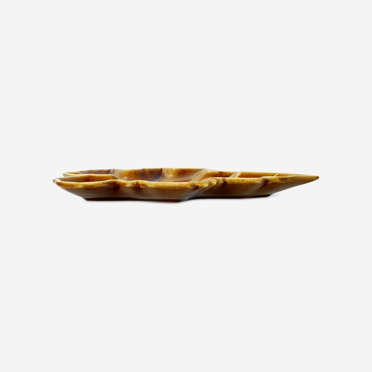 Brown Ceramic Leaf Dish - 23 Cm
