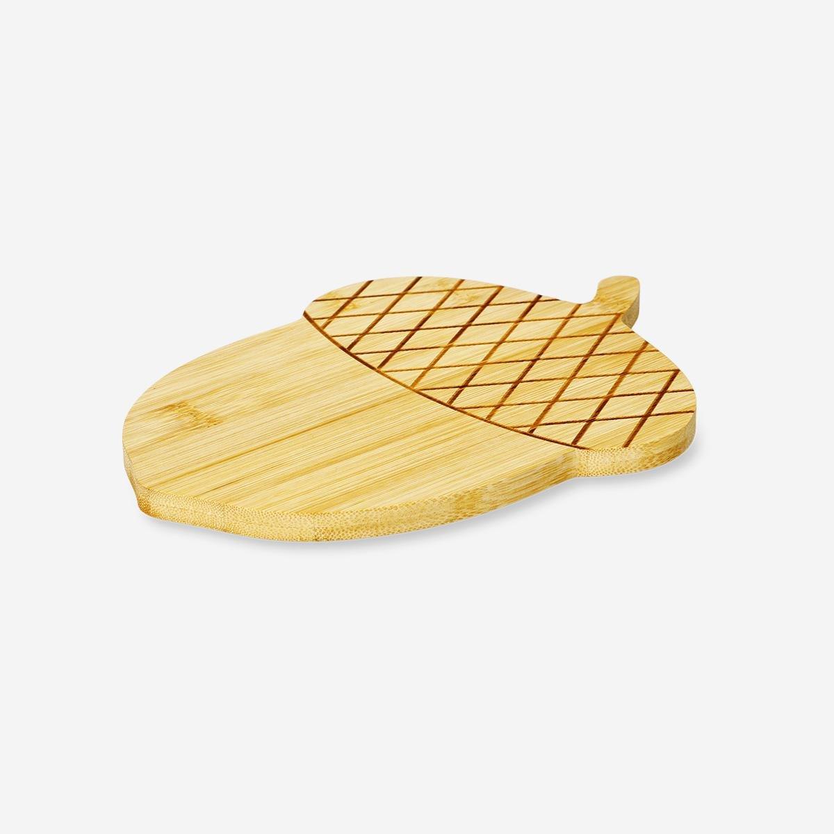 Brown Bamboo Cutting Board In Acorn Design