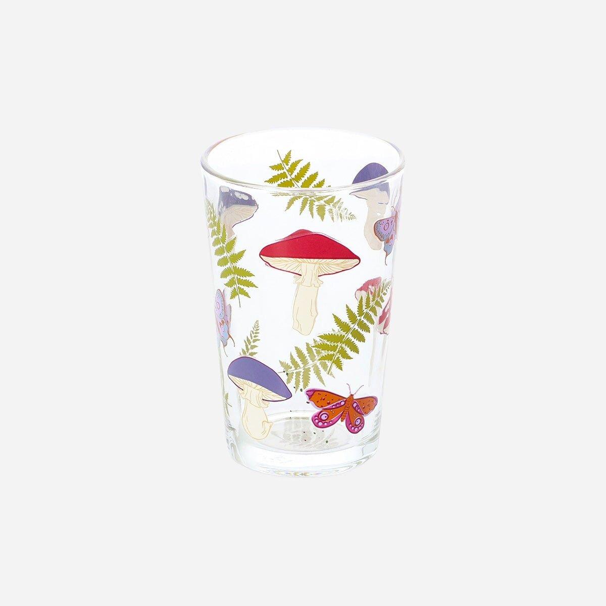 Mushroom Shape Drinking Glass Mushroom Forest Print