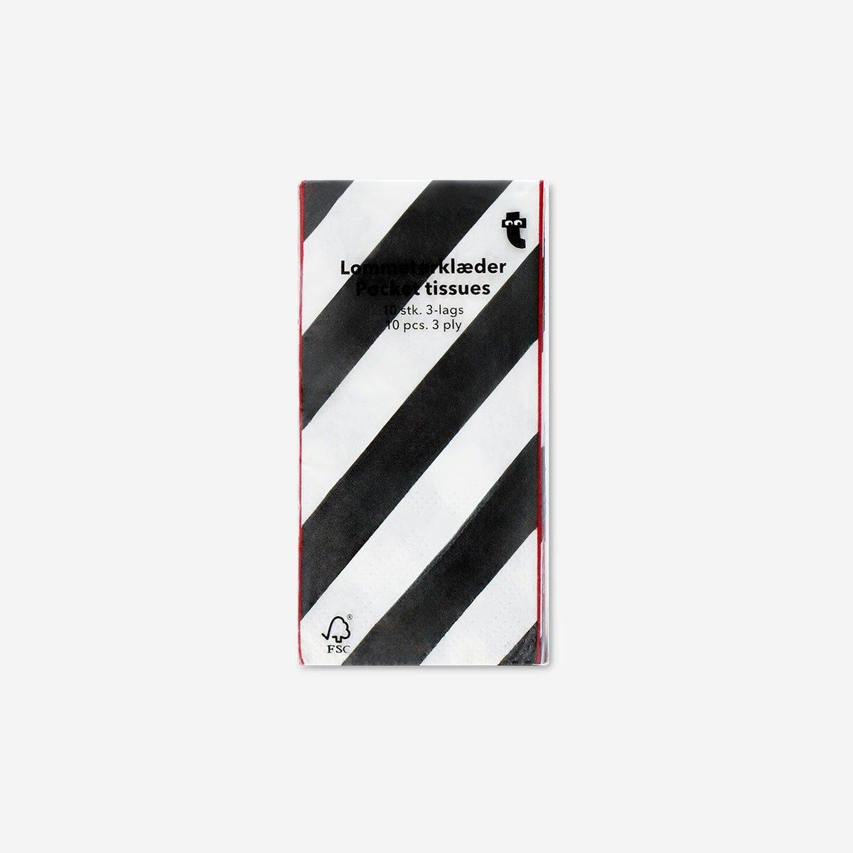 Multicolour Tissues 3-Ply 10Pcs Pack Black Lines W Red Border