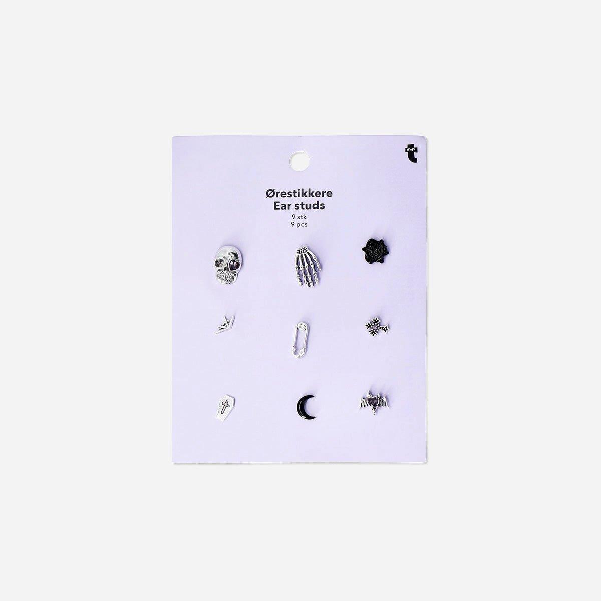 Multicolour Gothic Ear Studs - 9 Pcs