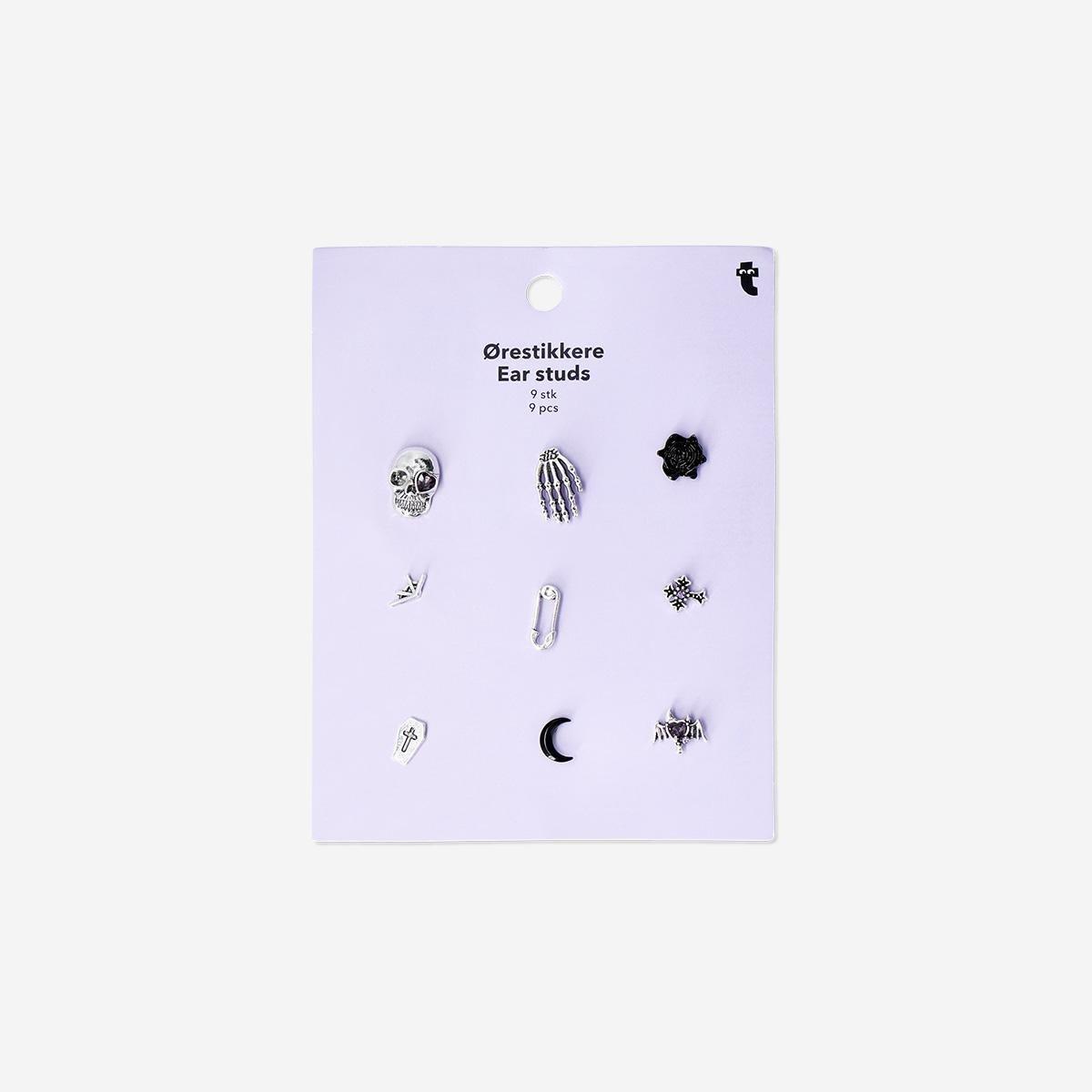 Multicolour Gothic Ear Studs - 9 Pcs