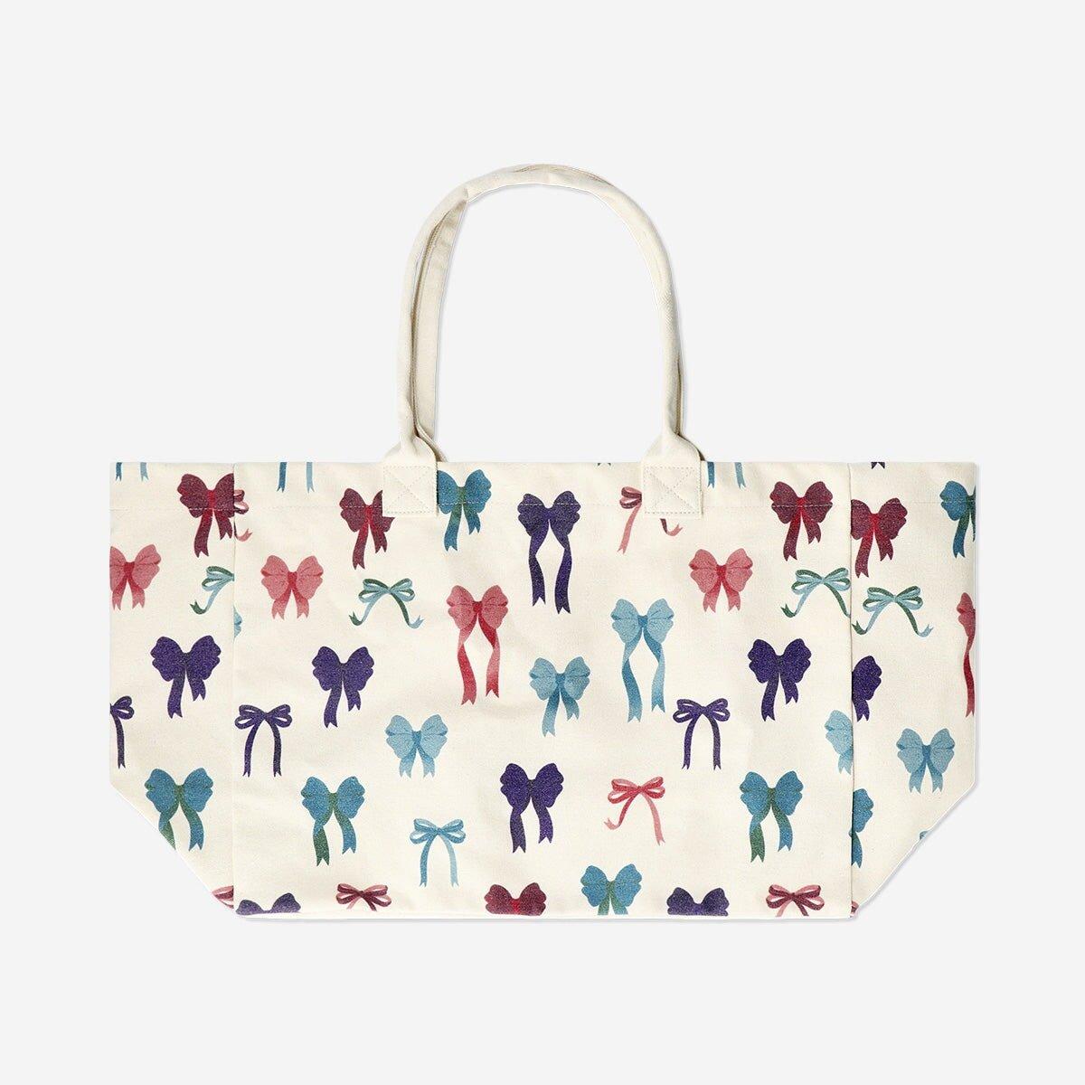 Multicolour Drawstring Bag With Bow Print