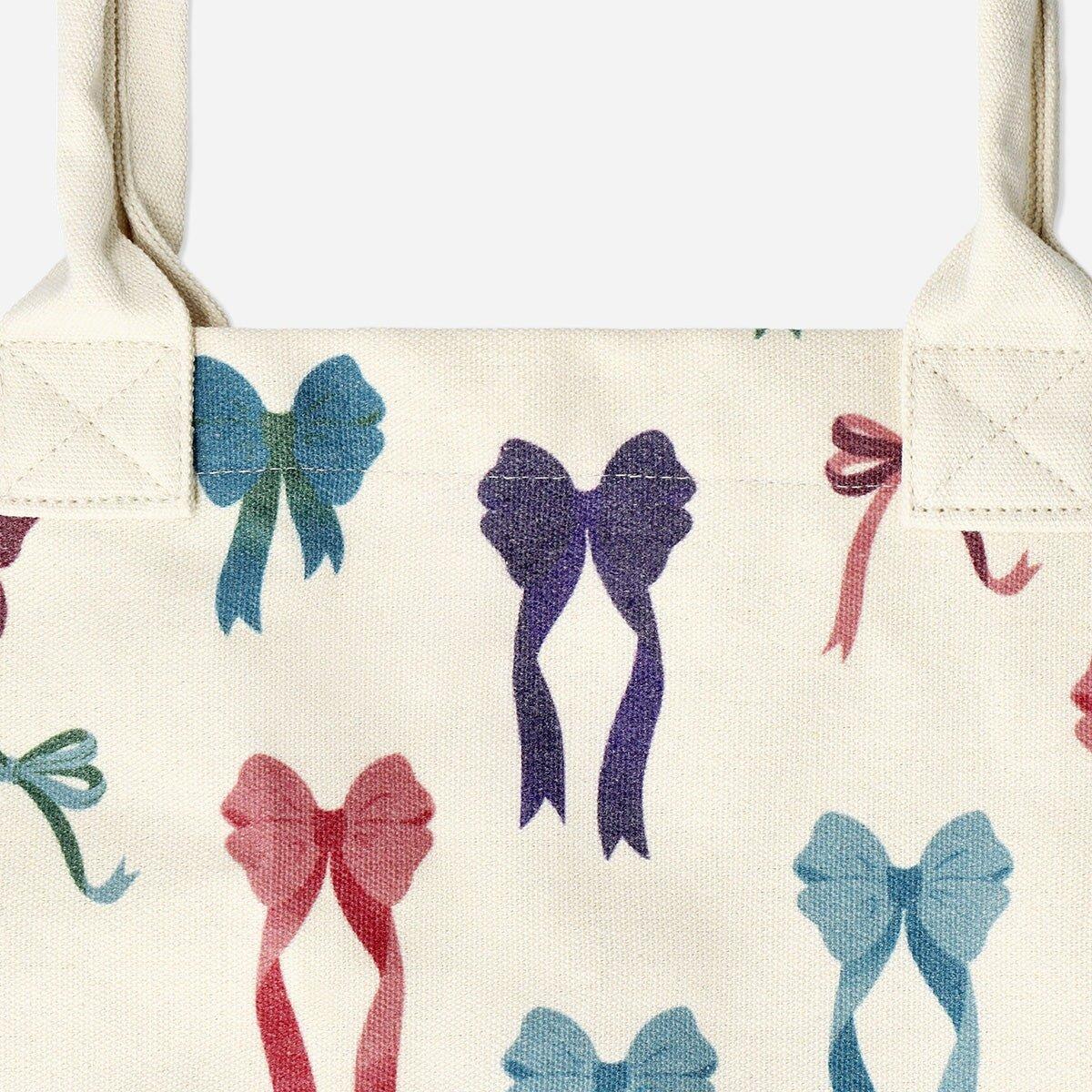 Multicolour Drawstring Bag With Bow Print