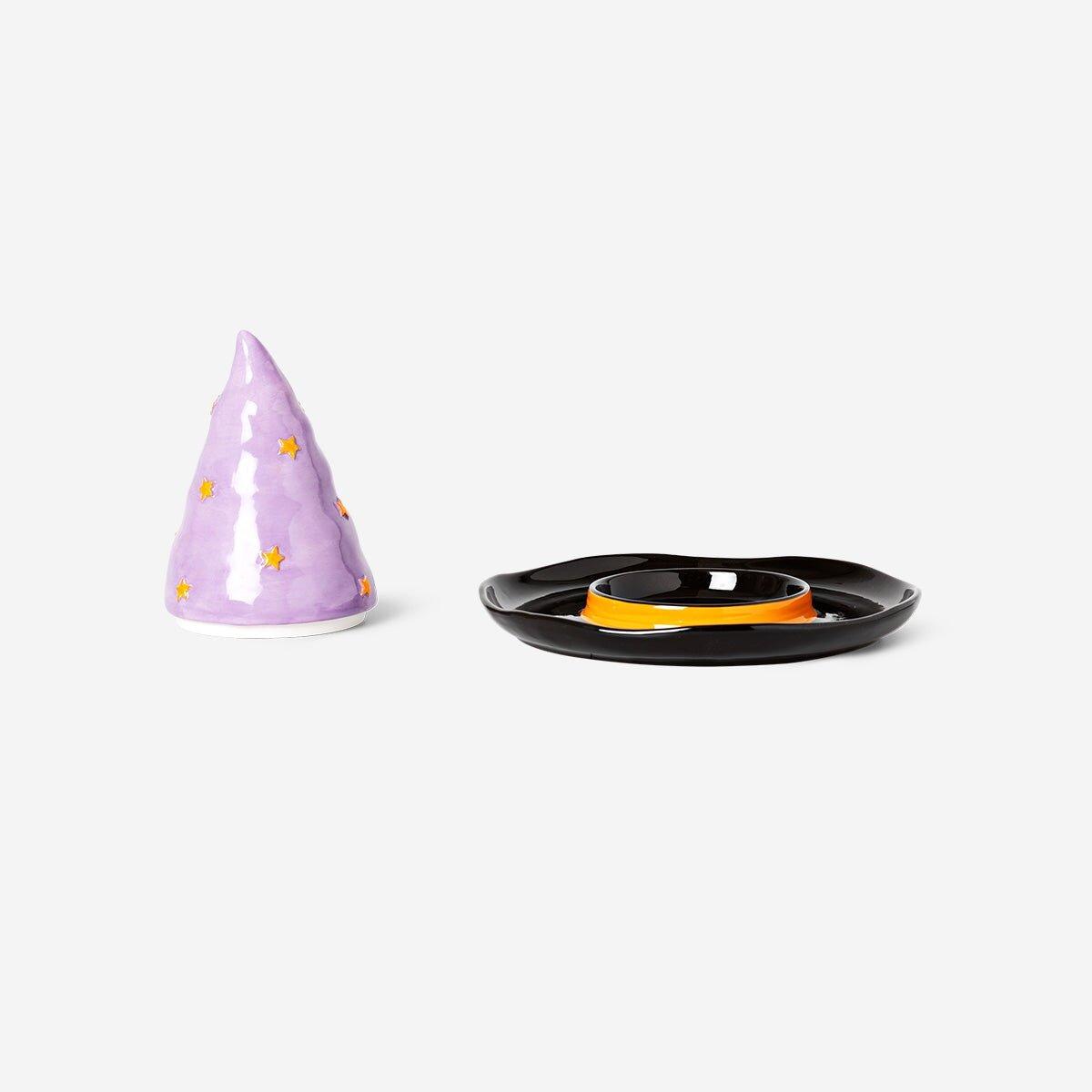 Multi Bowl Ceramic Shaped As Witch Hat With Lid Large