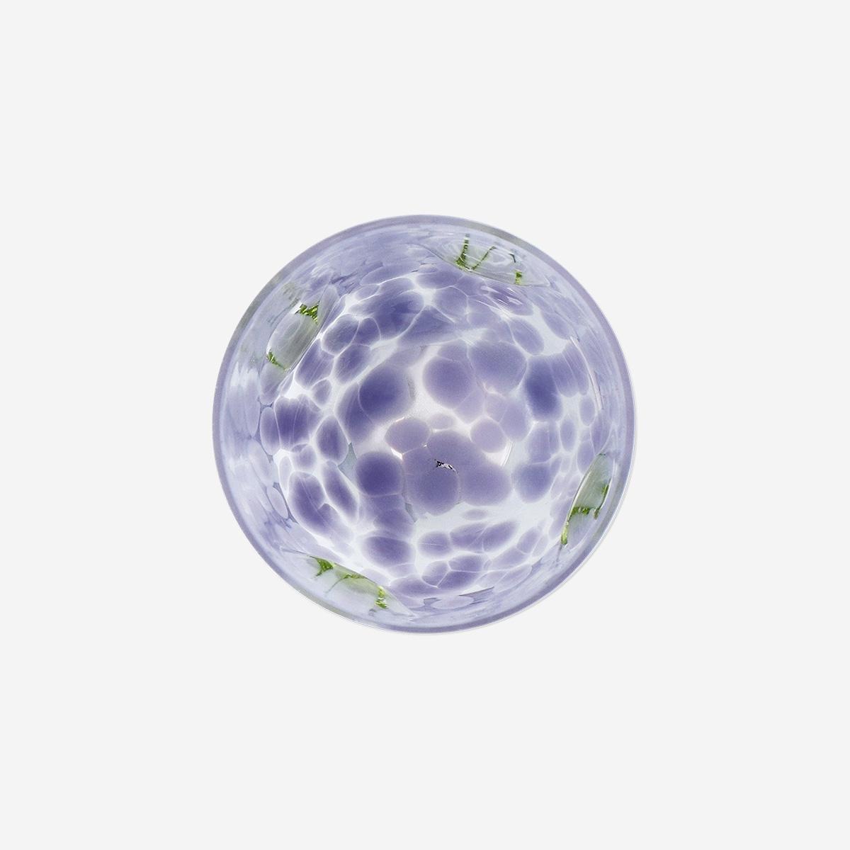 Multicolour Drinking Glass With Purple Dots And Leaves - 320 Ml