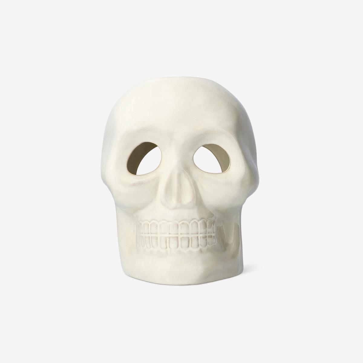 Red Ceramic Skull Led Candle Holder - 17 Cm