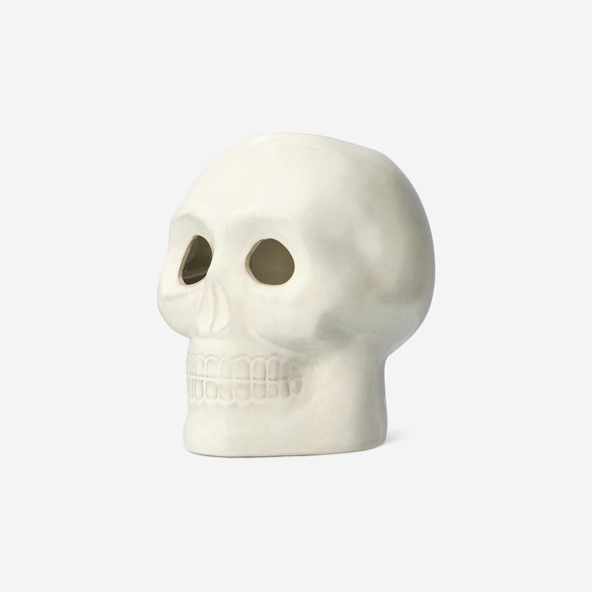 Red Ceramic Skull Led Candle Holder - 17 Cm