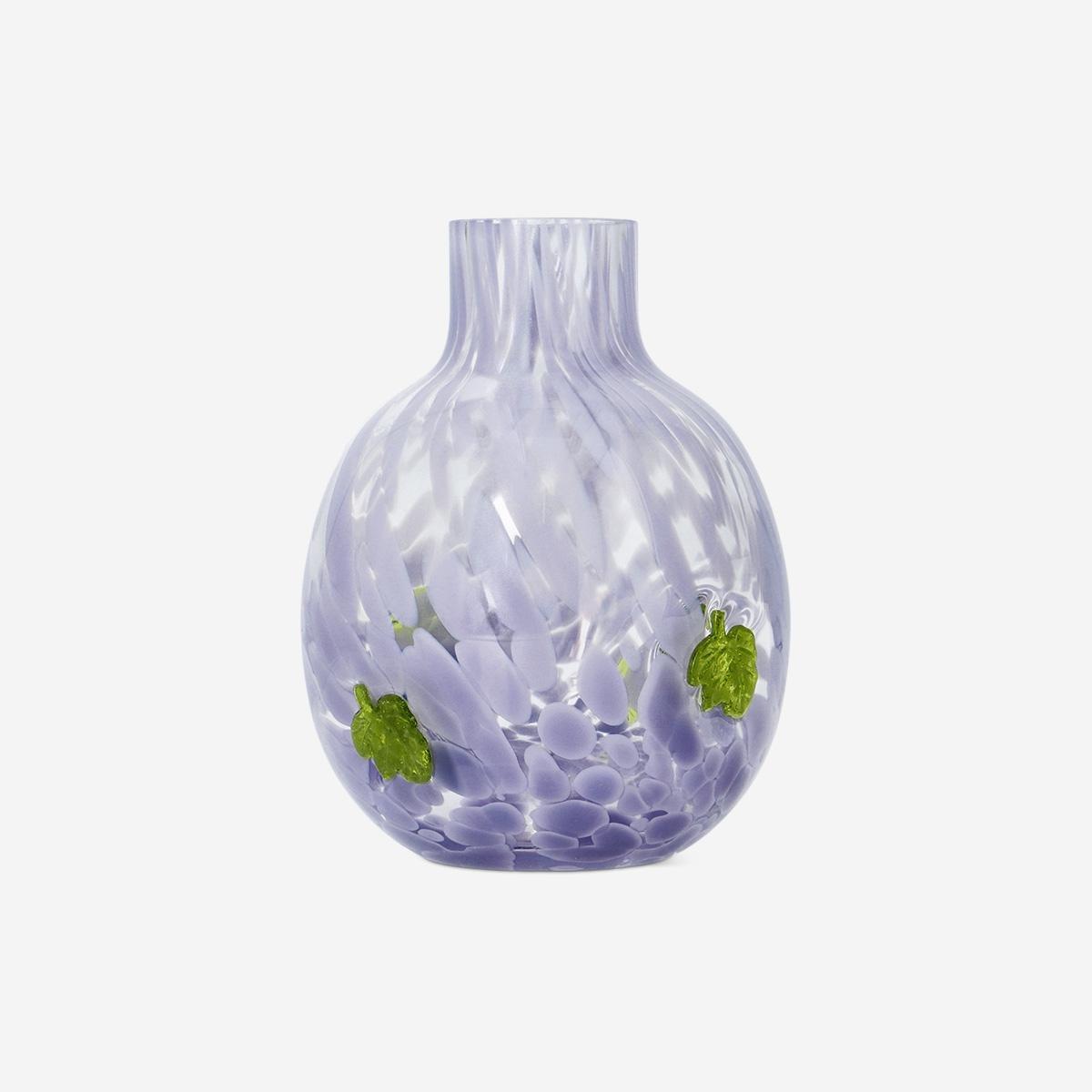 Multicolour Vase With Purple Dots And Leaves - 12 Cm