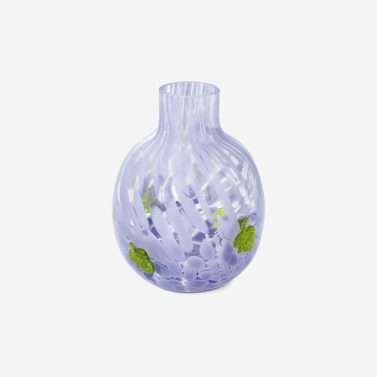 Multicolour Vase With Purple Dots And Leaves - 12 Cm