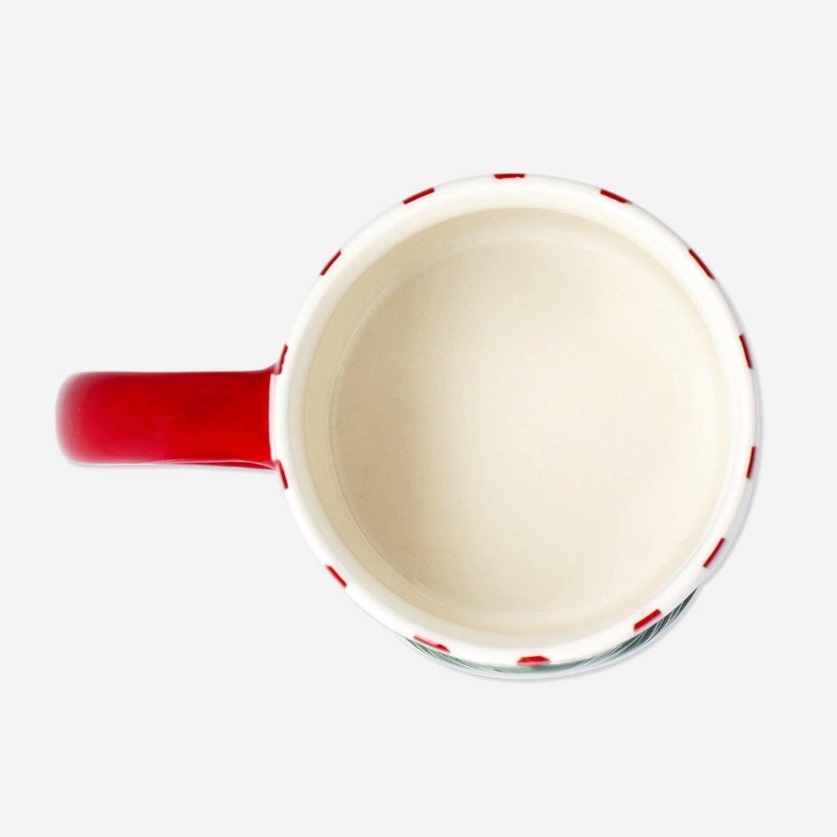 Multicolour Mug With Handle Stripes And Embossed Xmas Tree 400Ml