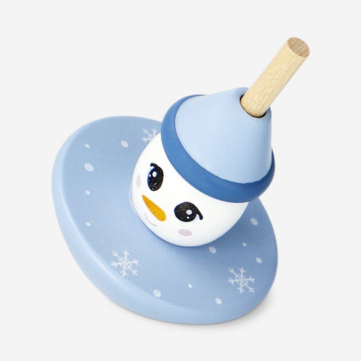 Multicolour Wooden Spinning Toy With Snowman