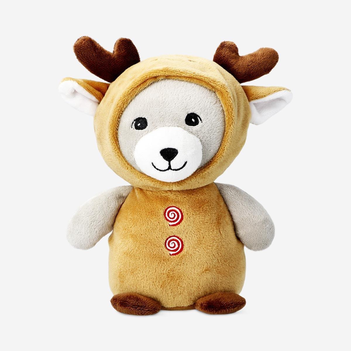Brown Plush Toy - Teddy Dressed As Reindeer
