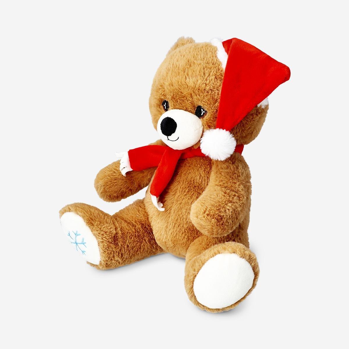 Brown Plush Toy - Teddy With Santa Hat