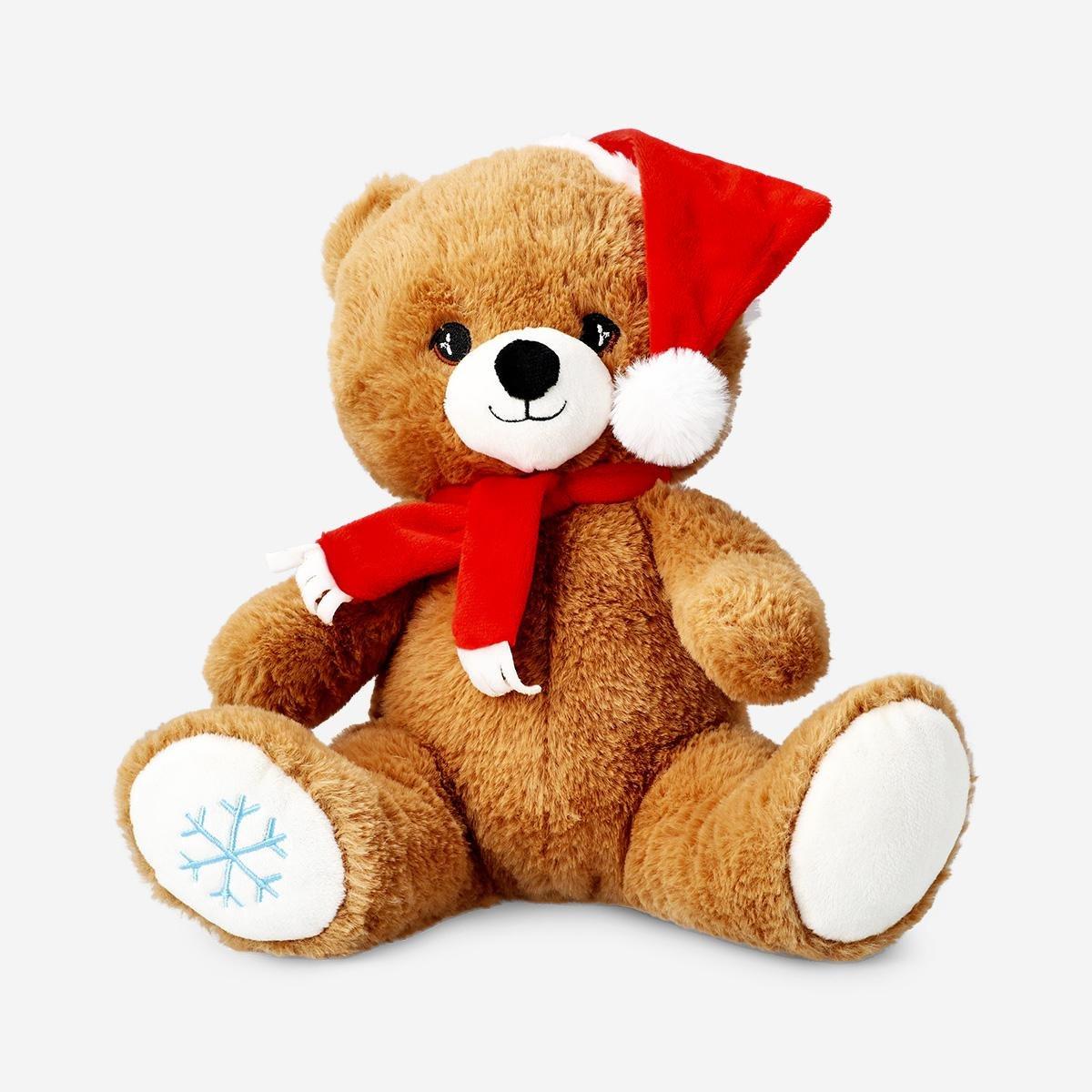 Brown Plush Toy - Teddy With Santa Hat