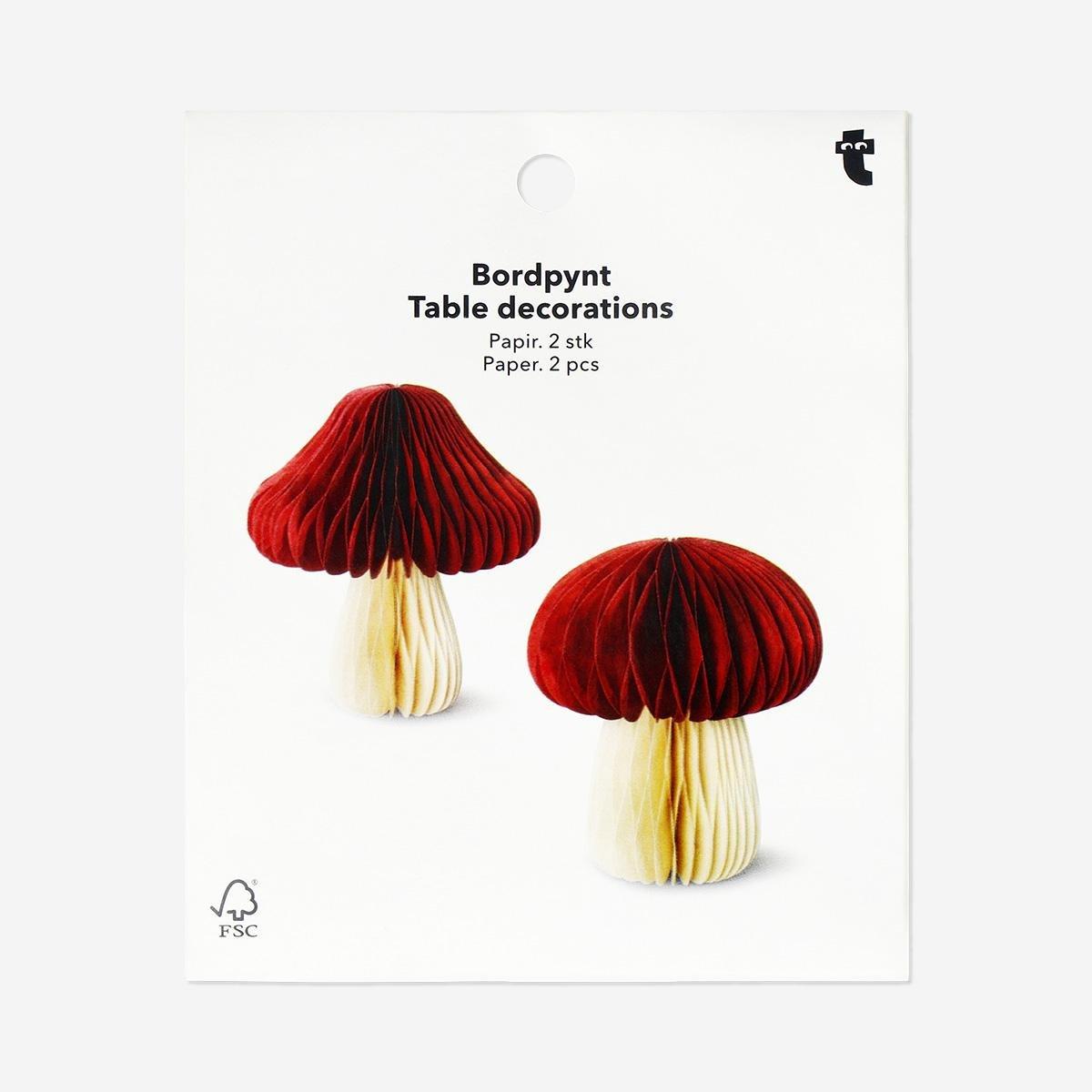 Multicolour Paper Mushroom Table Decorations - 2 Pcs