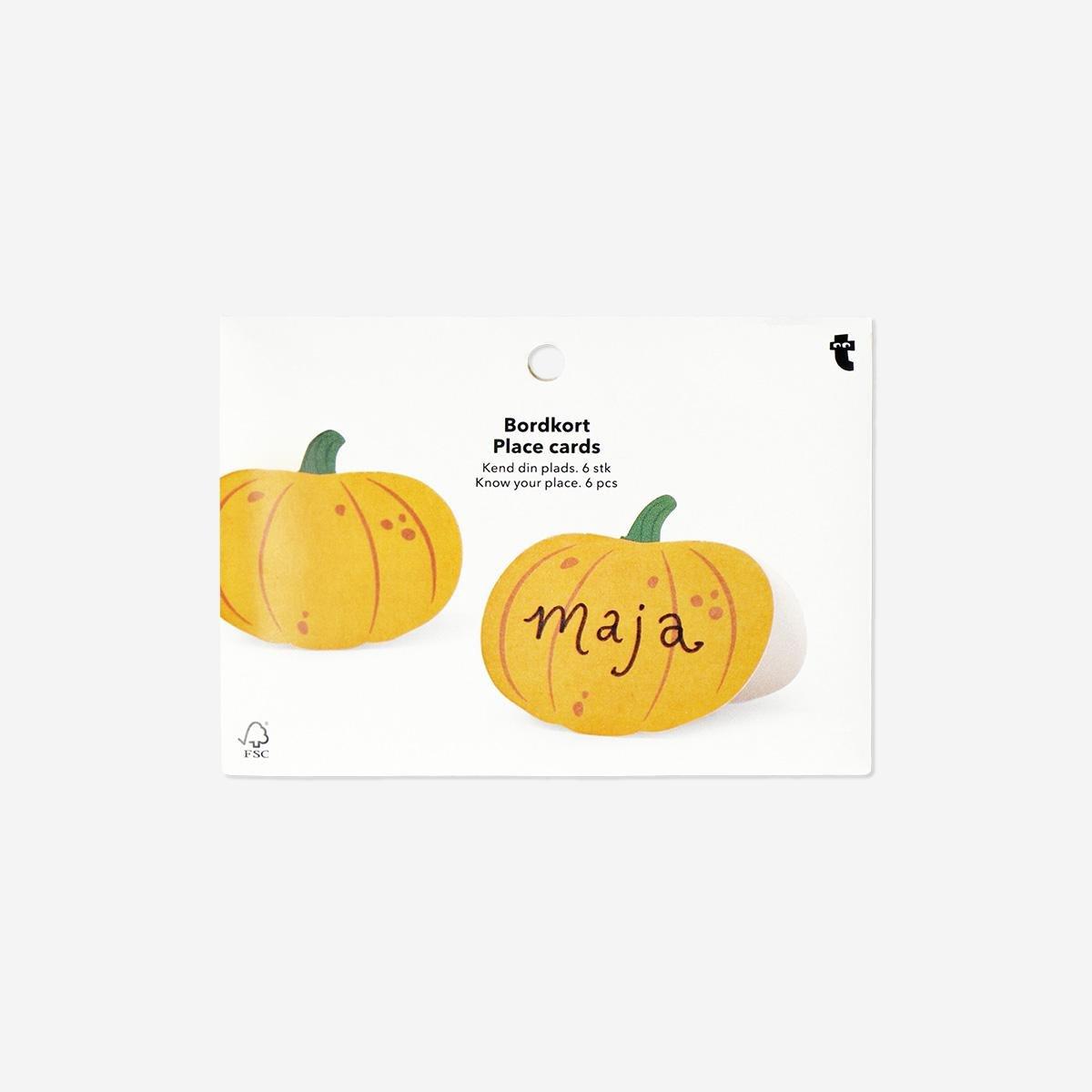 Orange Pumpkin Place Cards - 6 Pcs