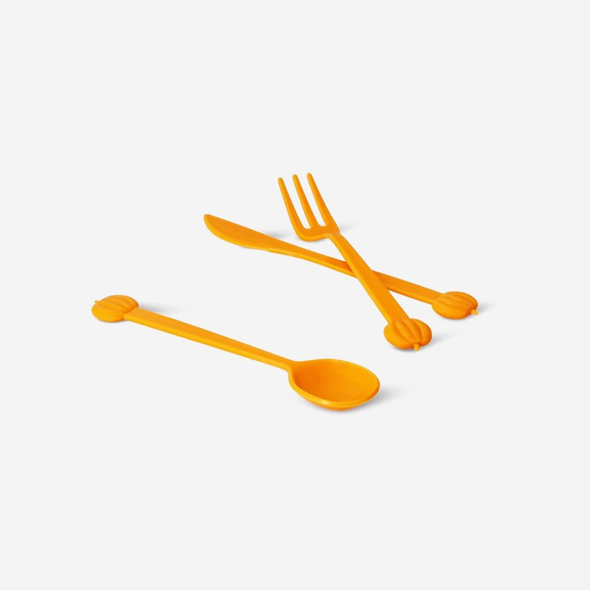 Orange Pumpkin Cutlery Set - 6 Pcs