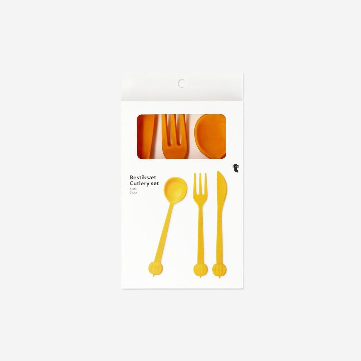 Orange Pumpkin Cutlery Set - 6 Pcs