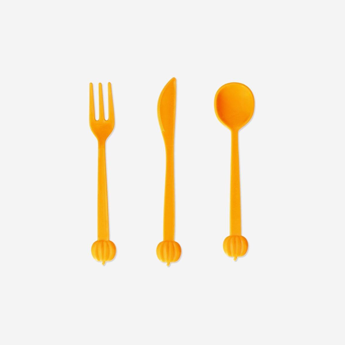 Orange Pumpkin Cutlery Set - 6 Pcs