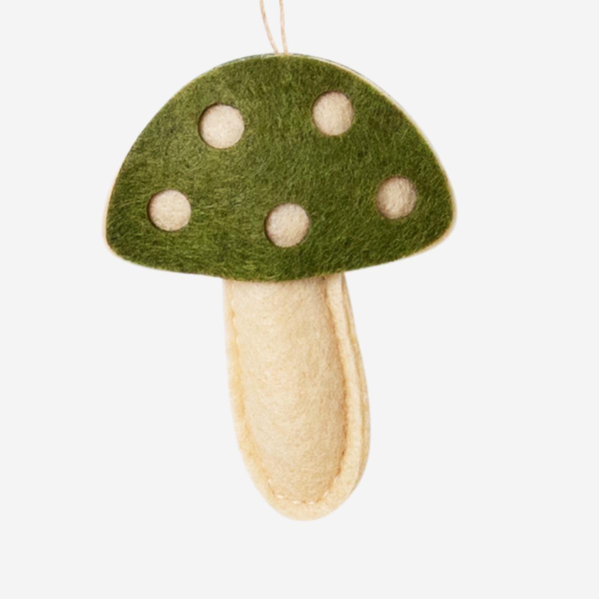 Multicolour Small Felt Mushrooms For Hanging - 4 Pcs